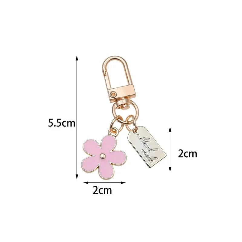 Fashion INS Style Daisy Flower Keychain Pink White Black Enamel Metal Pendant Women Key Bag Accessories Keyring-faithfullyfocusd