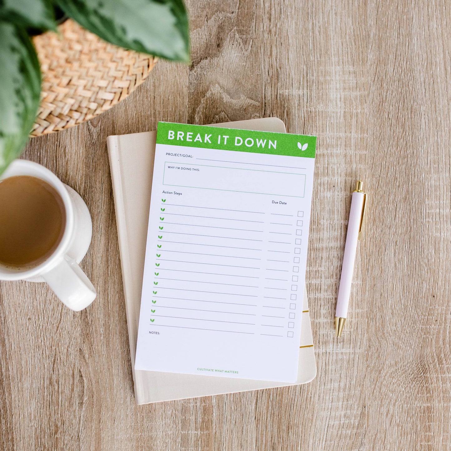 Cultivate What Matters - Break It Down Notepad | Green