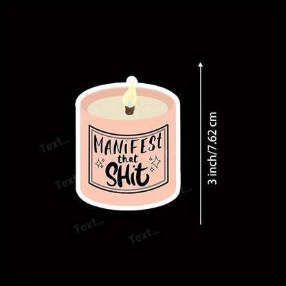 3-Inch "Manifest That Sh*T" Motivational Candle Vinyl Sticker – Perfect for Laptops, Water Bottles, Journals, And Home Decor | Great for Spiritual Enthusiasts, Positive Thinkers, And Manifestation Collectors | Ideal Gift fo-faithfullyfocusd