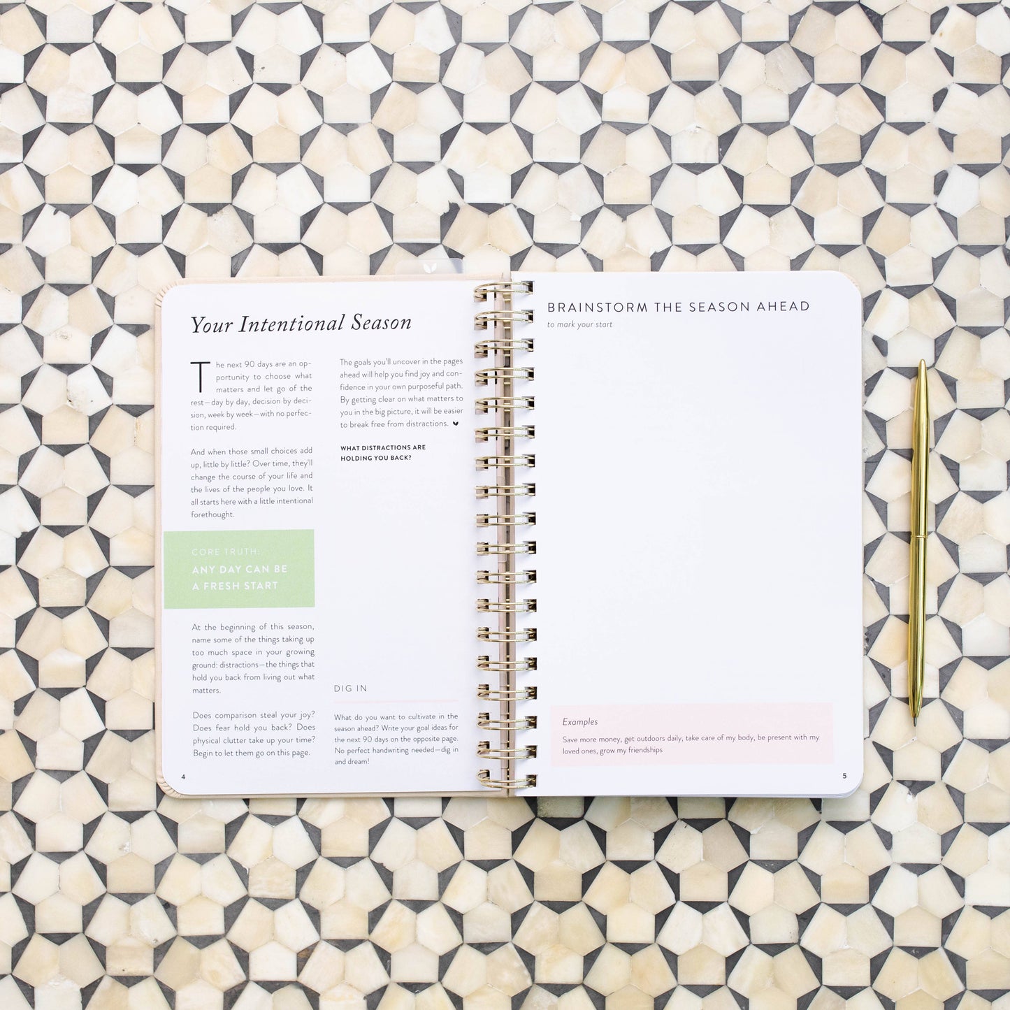 Cultivate What Matters - Fresh Start Daily Goal Planner | Natural Linen Spiral