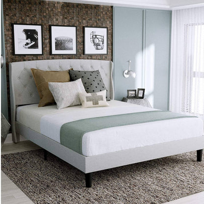 Above Edge - Queen Platform Bed Frame With Upholstered Fabric Headboard