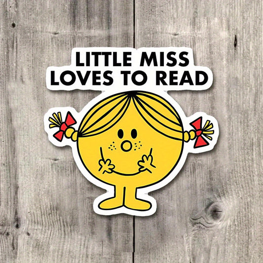 Little Miss Loves to Read Decal - Glossy Finish, Reusable Vinyl Sticker with Self-Adhesive Mounting, Weather-Resistant and Durable, Ideal for Water Bottles, Laptops, Phone Cases - Whimsical Bookish Design for Readers-faithfullyfocusd