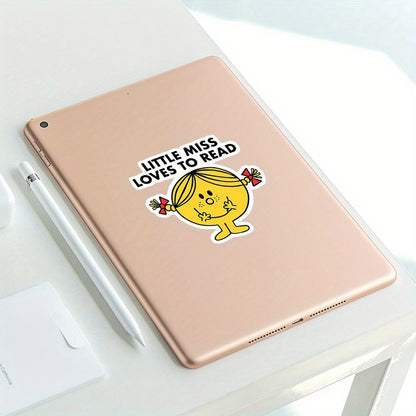 Little Miss Loves to Read Decal - Glossy Finish, Reusable Vinyl Sticker with Self-Adhesive Mounting, Weather-Resistant and Durable, Ideal for Water Bottles, Laptops, Phone Cases - Whimsical Bookish Design for Readers-faithfullyfocusd