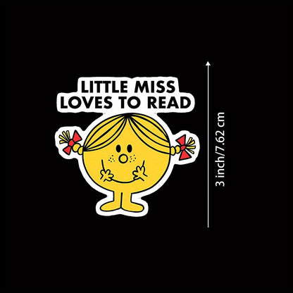 Little Miss Loves to Read Decal - Glossy Finish, Reusable Vinyl Sticker with Self-Adhesive Mounting, Weather-Resistant and Durable, Ideal for Water Bottles, Laptops, Phone Cases - Whimsical Bookish Design for Readers-faithfullyfocusd