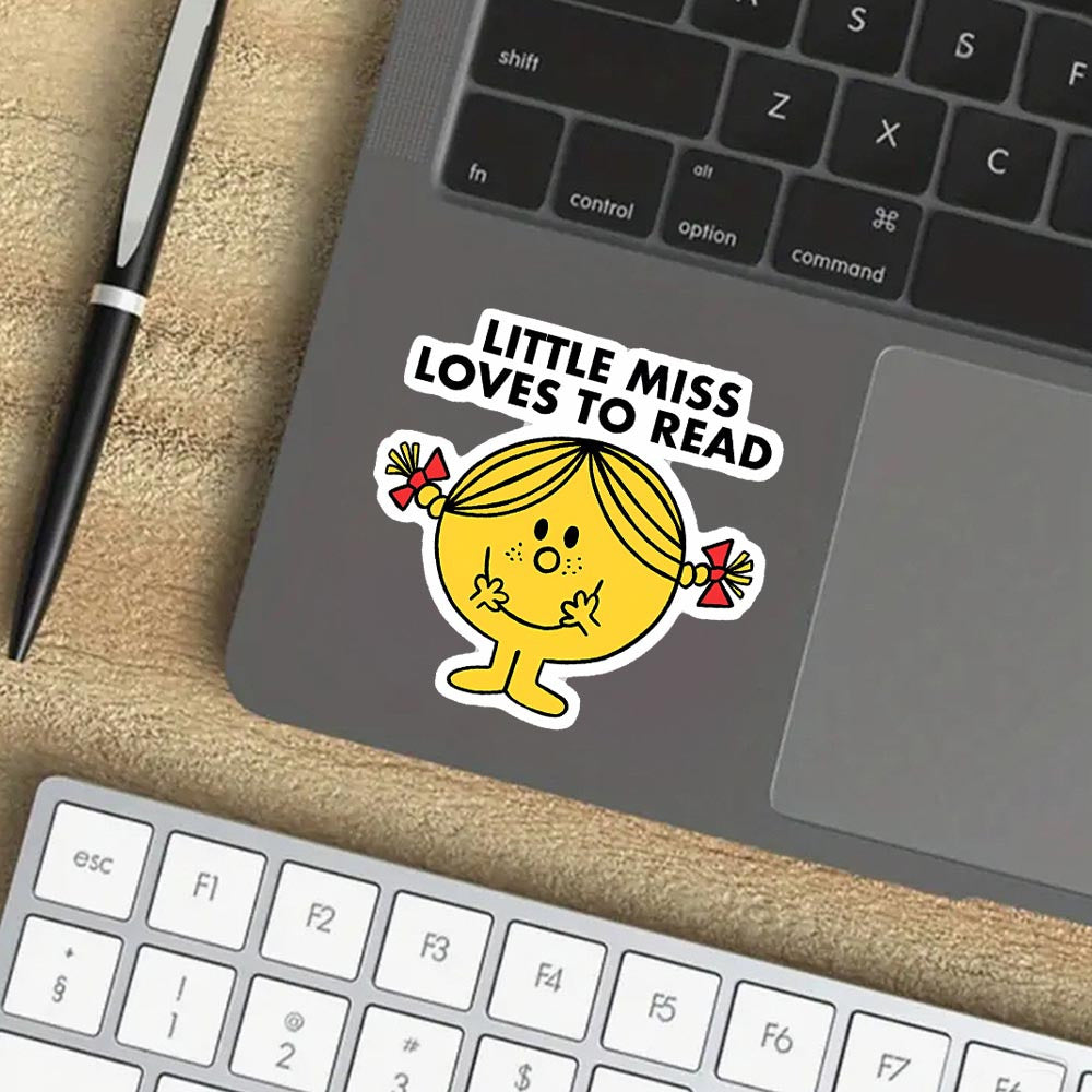 Little Miss Loves to Read Decal - Glossy Finish, Reusable Vinyl Sticker with Self-Adhesive Mounting, Weather-Resistant and Durable, Ideal for Water Bottles, Laptops, Phone Cases - Whimsical Bookish Design for Readers-faithfullyfocusd