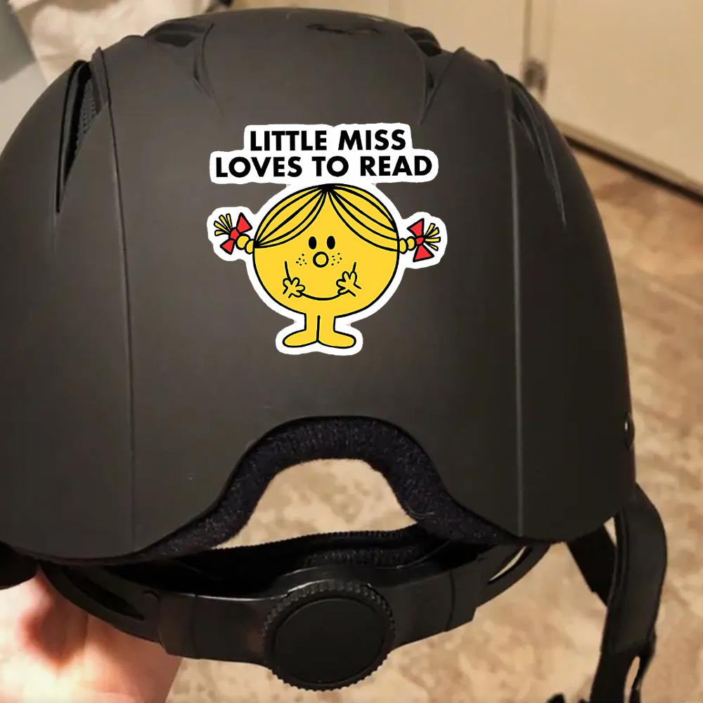 Little Miss Loves to Read Decal - Glossy Finish, Reusable Vinyl Sticker with Self-Adhesive Mounting, Weather-Resistant and Durable, Ideal for Water Bottles, Laptops, Phone Cases - Whimsical Bookish Design for Readers-faithfullyfocusd