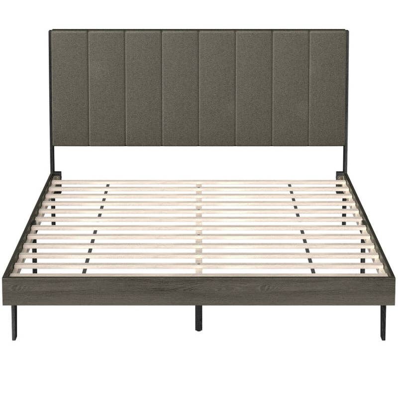 ShipItFurniture - Queen Size Upholstered Bed Frame with Tufted Headboard - faithfullyfocusd