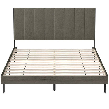 ShipItFurniture - Queen Size Upholstered Bed Frame with Tufted Headboard - faithfullyfocusd