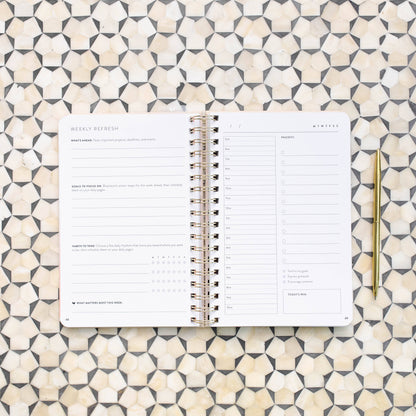 Cultivate What Matters - Fresh Start Daily Goal Planner | Natural Linen Spiral