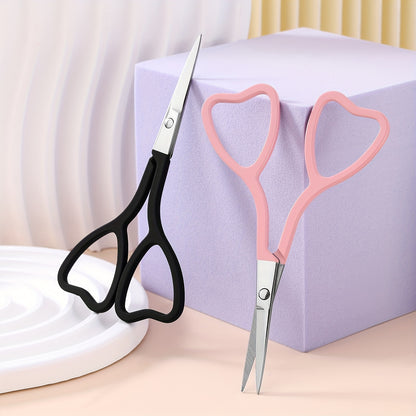 Love-Shaped Scissors: Stainless Steel with Pink And Black Handles - Perfect for Eyebrow Trimming And Eyelash Care-faithfullyfocusd