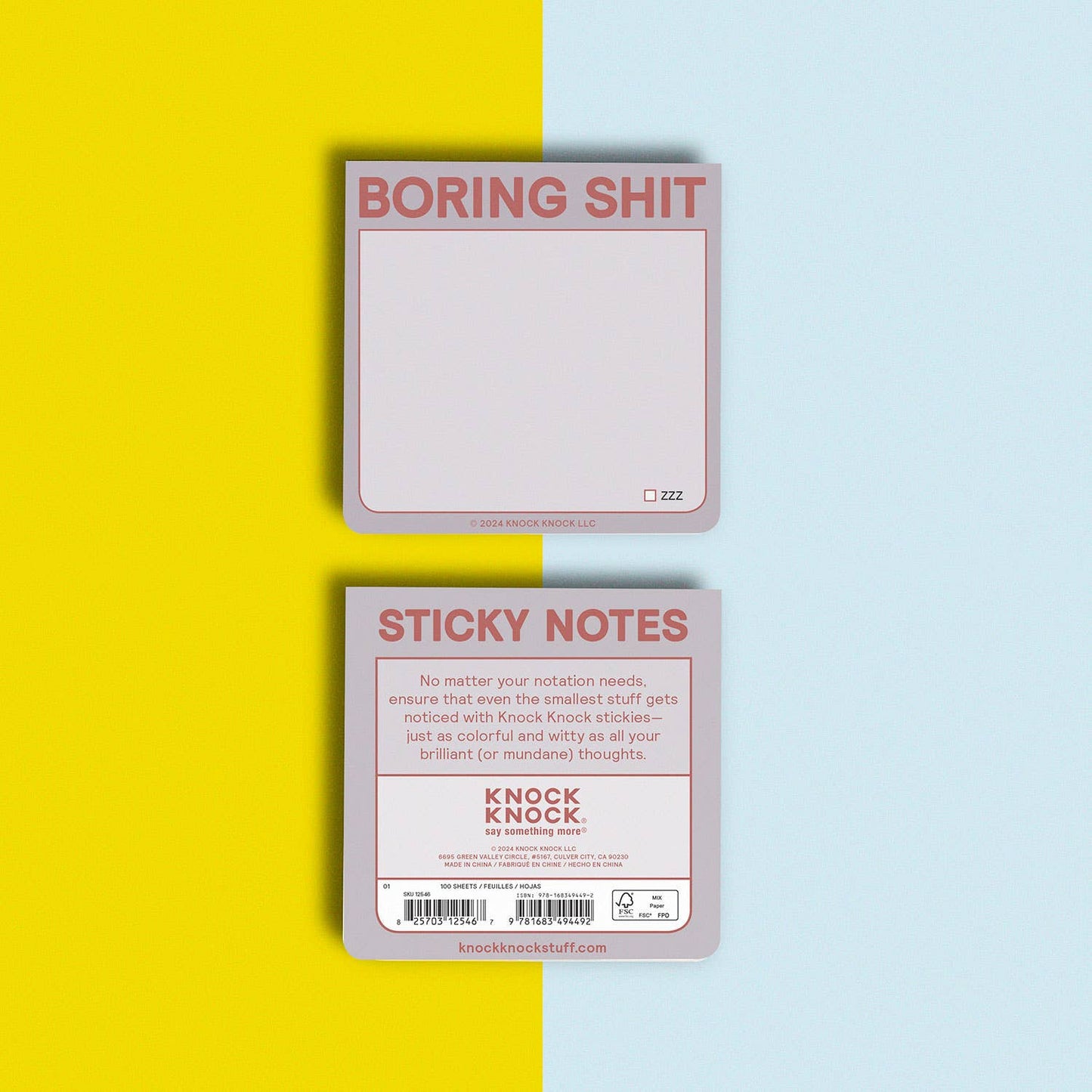 Knock Knock - Boring Shit Sticky Note (Gray)