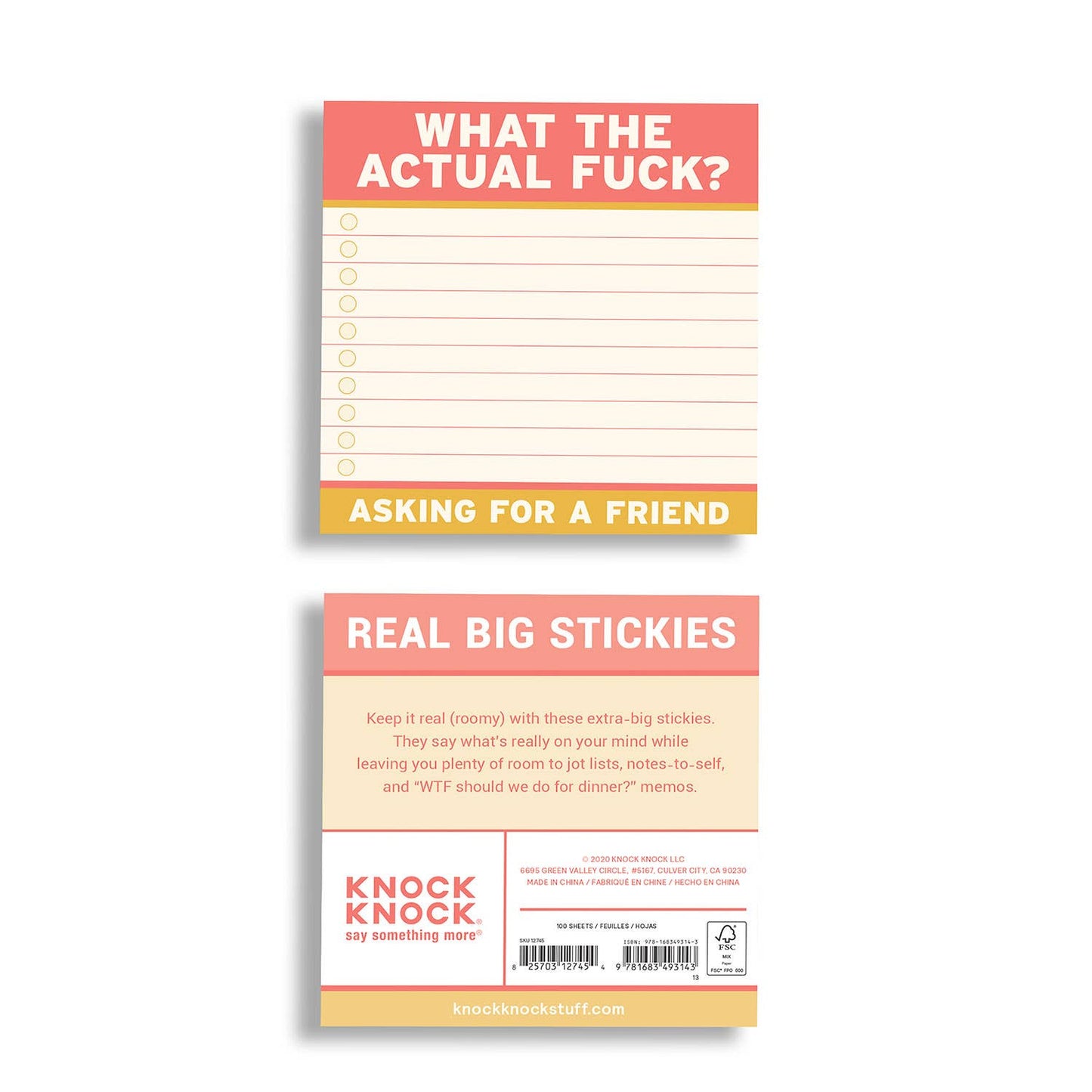 Knock Knock - Actual Fuck Large Sticky Notes (4 X 4-inches)