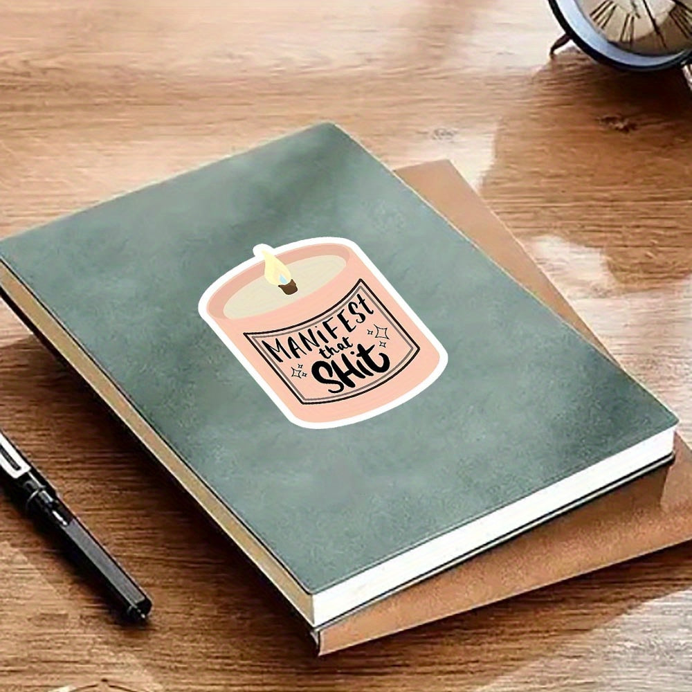 3-Inch "Manifest That Sh*T" Motivational Candle Vinyl Sticker – Perfect for Laptops, Water Bottles, Journals, And Home Decor | Great for Spiritual Enthusiasts, Positive Thinkers, And Manifestation Collectors | Ideal Gift fo-faithfullyfocusd