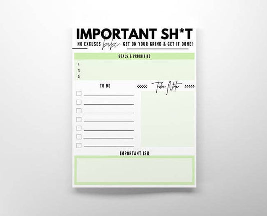 Girlfriends Ink - Important Sh*t Planner Pad - faithfullyfocusd