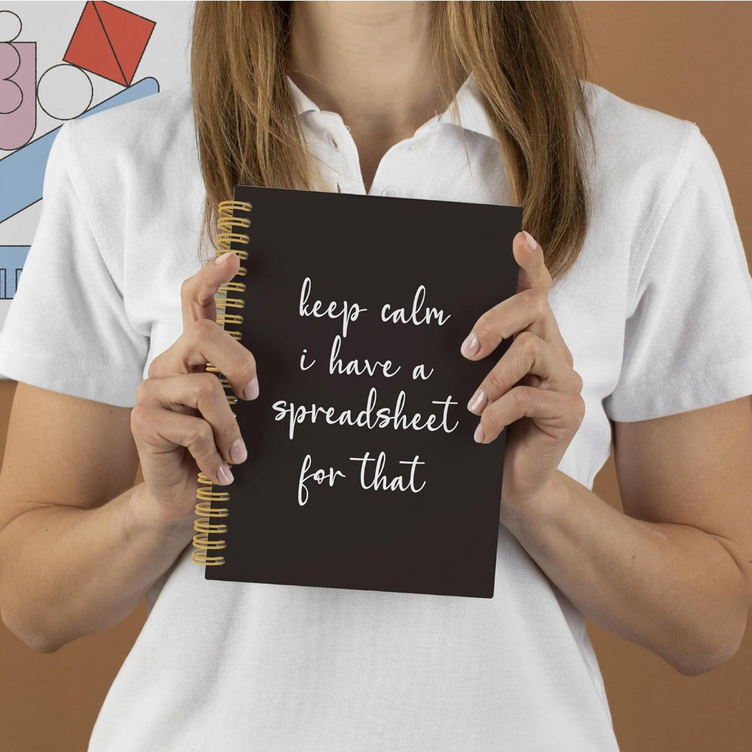 1pc Hardcover Humorous Spiral-Bound Notebook - "Keep Calm I Have a Spreadsheet" & "Notes from Meetings That Could Have Been Emails" 50 Pages, Office & School Supplies, Ideal Gift for Friends-faithfullyfocusd