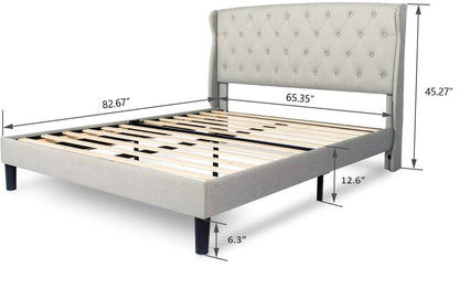 Above Edge - Queen Platform Bed Frame With Upholstered Fabric Headboard