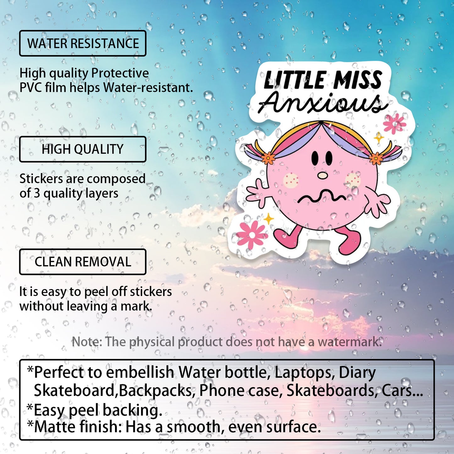 Little Miss Anxious" Vinyl Sticker - Perfect for Car Exterior Accessories-faithfullyfocusd