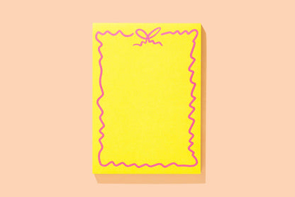 Taylor Elliott Designs - Large Notepad w/ Magnet - Yellow w/ Pink Bow - 100 Sheets - faithfullyfocusd