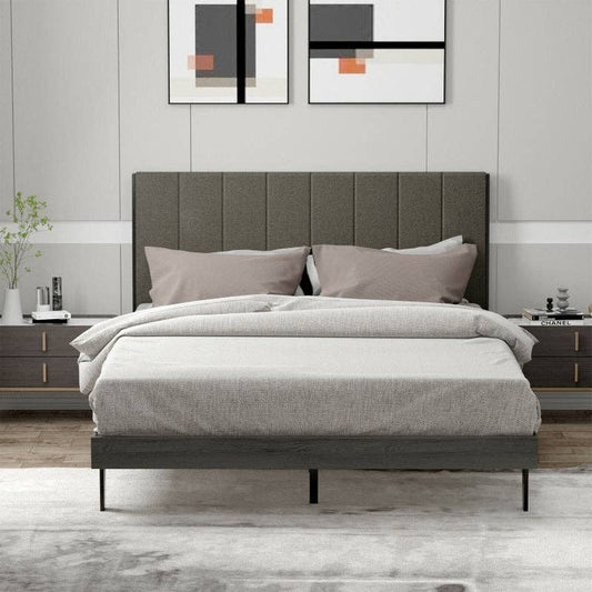 ShipItFurniture - Queen Size Upholstered Bed Frame with Tufted Headboard - faithfullyfocusd