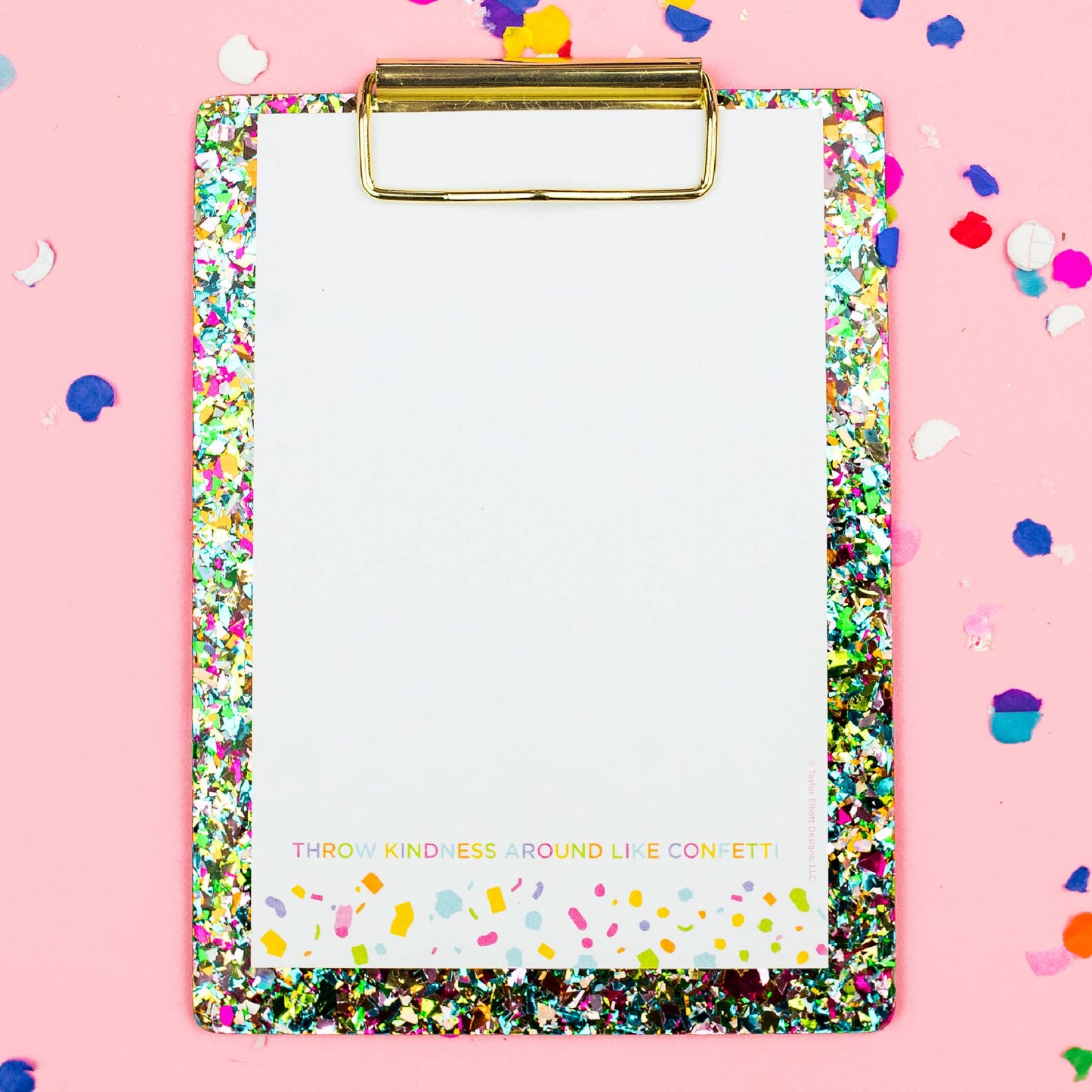 Taylor Elliott Designs - Acrylic Clipboard W/ Notepad Set - Colorful Confetti