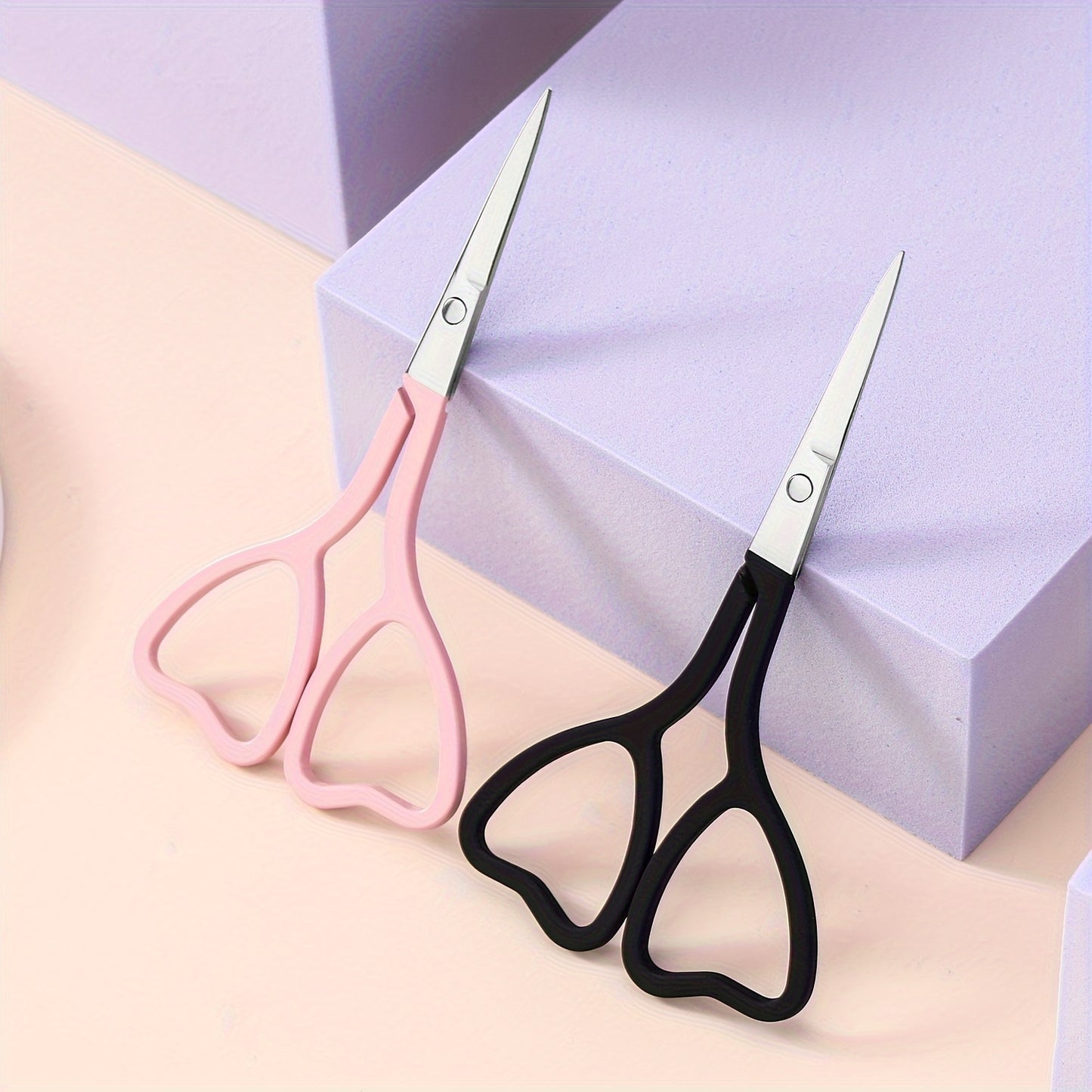 Love-Shaped Scissors: Stainless Steel with Pink And Black Handles - Perfect for Eyebrow Trimming And Eyelash Care-faithfullyfocusd