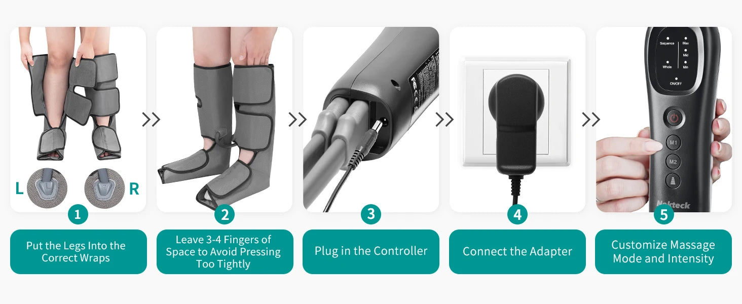 Nekteck Leg Massager Electric Air Pressure Stereo Circulation Massage Therapy Promote Blood Circulation Relieve Muscle Fatigue-faithfullyfocusd