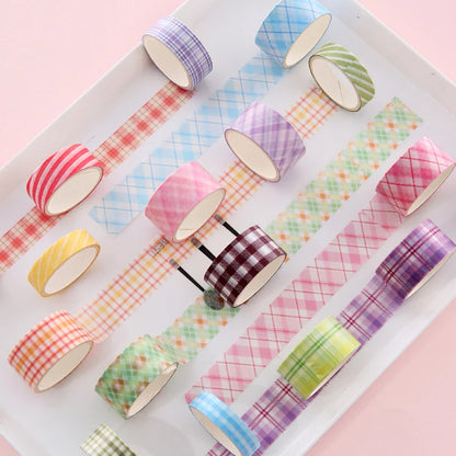 Washi Tape Decorative Ribbons Stationery 6pcs Adhesive Masking Tape Sticker Kawaii Grid Washitape School Supplies Washi Tape Set-faithfullyfocusd