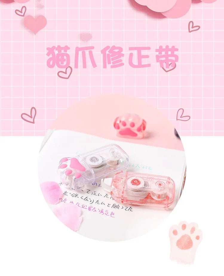 White Out Cute Cat Claw Correction Tape Pen, School and Office Supplies, Stationery, 5mm * 6m-faithfullyfocusd