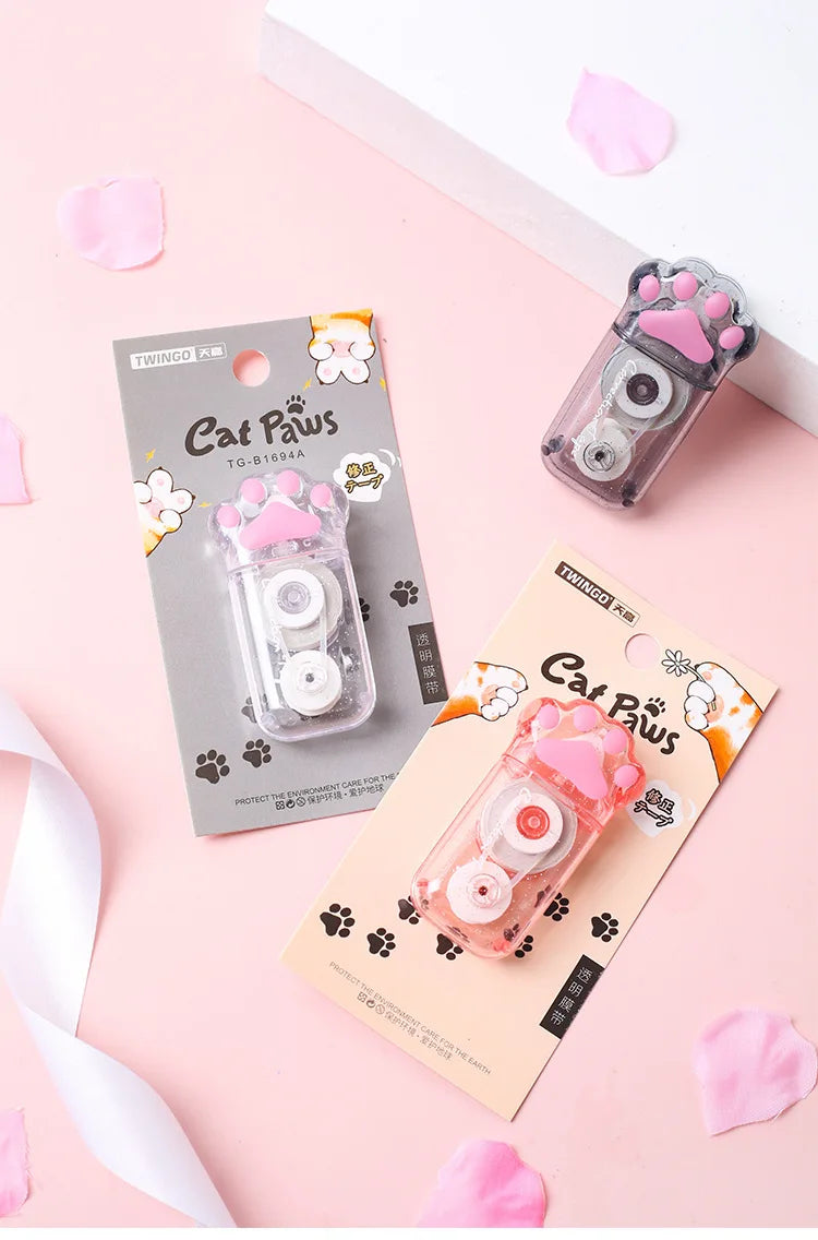 White Out Cute Cat Claw Correction Tape Pen, School and Office Supplies, Stationery, 5mm * 6m-faithfullyfocusd