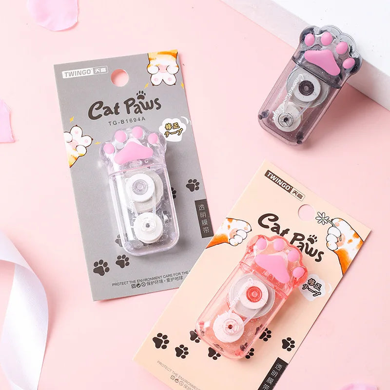 White Out Cute Cat Claw Correction Tape Pen, School and Office Supplies, Stationery, 5mm * 6m-faithfullyfocusd