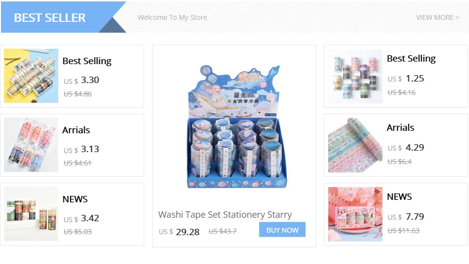 Washi Tape Decorative Ribbons Stationery 6pcs Adhesive Masking Tape Sticker Kawaii Grid Washitape School Supplies Washi Tape Set-faithfullyfocusd