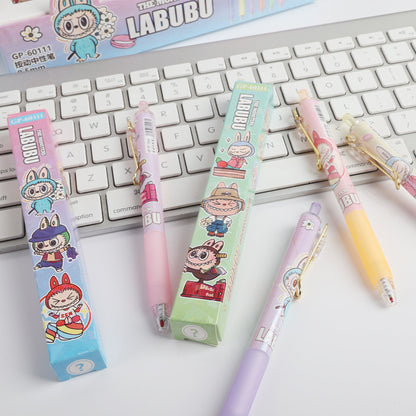 Labubu 36pcs Gel Pen Black 0.5mm Kawaii Cartoon Color Non-Slip Silicone Writing Pen Cute School Supplies Friends Birthday Gift-faithfullyfocusd