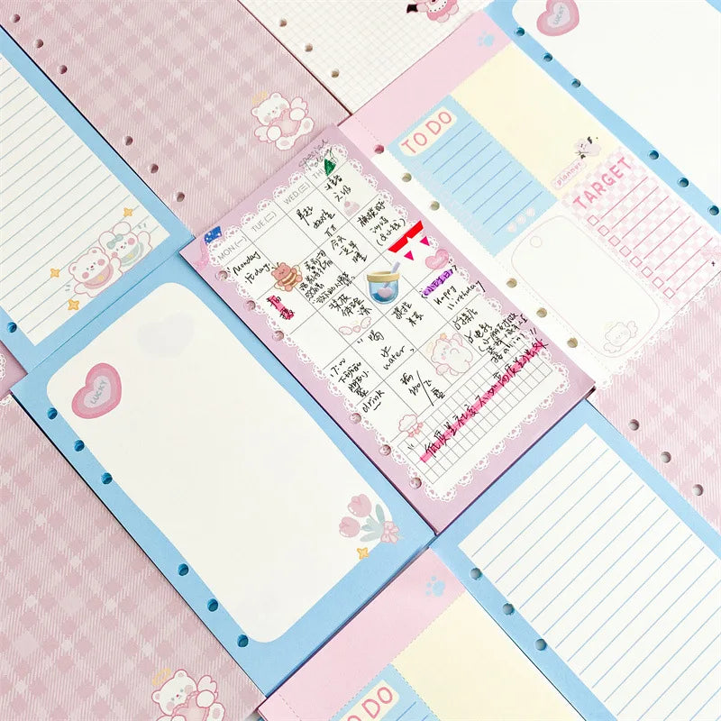 A6 Cute Binder Rabbit Week Plan Todo Paper Refill Accessories 120gsm Loose-leaf Notebook Journal Diary Paper School Stationery-faithfullyfocusd