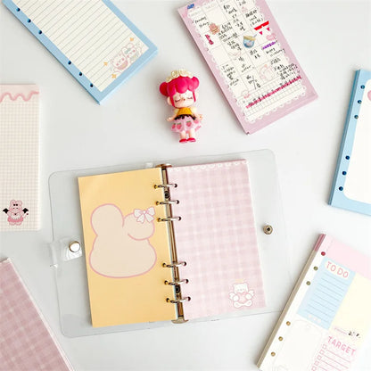 A6 Cute Binder Rabbit Week Plan Todo Paper Refill Accessories 120gsm Loose-leaf Notebook Journal Diary Paper School Stationery-faithfullyfocusd