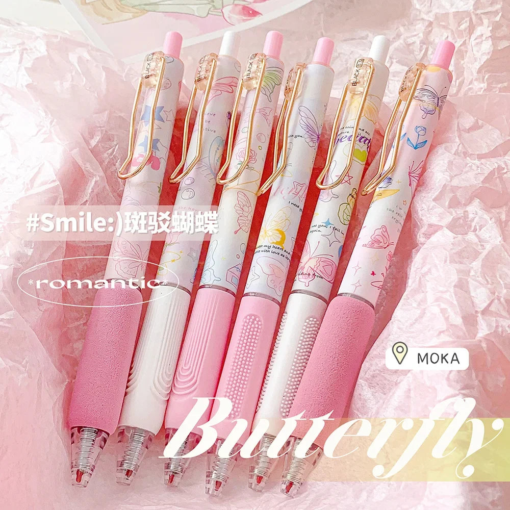 6pcs/set Butterfly Series Cute Gel Pen ST Nib Kawaii Pen Set Japanese Kawaii Stationery School Supplies Aesthetic Pens-faithfullyfocusd