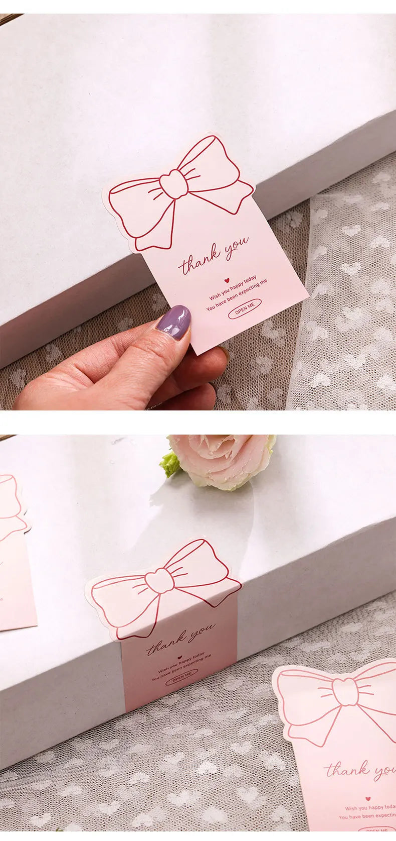 Pink Bowknot Thank You Stickers for Package Adhesive Decorative Seal Labels-faithfullyfocusd