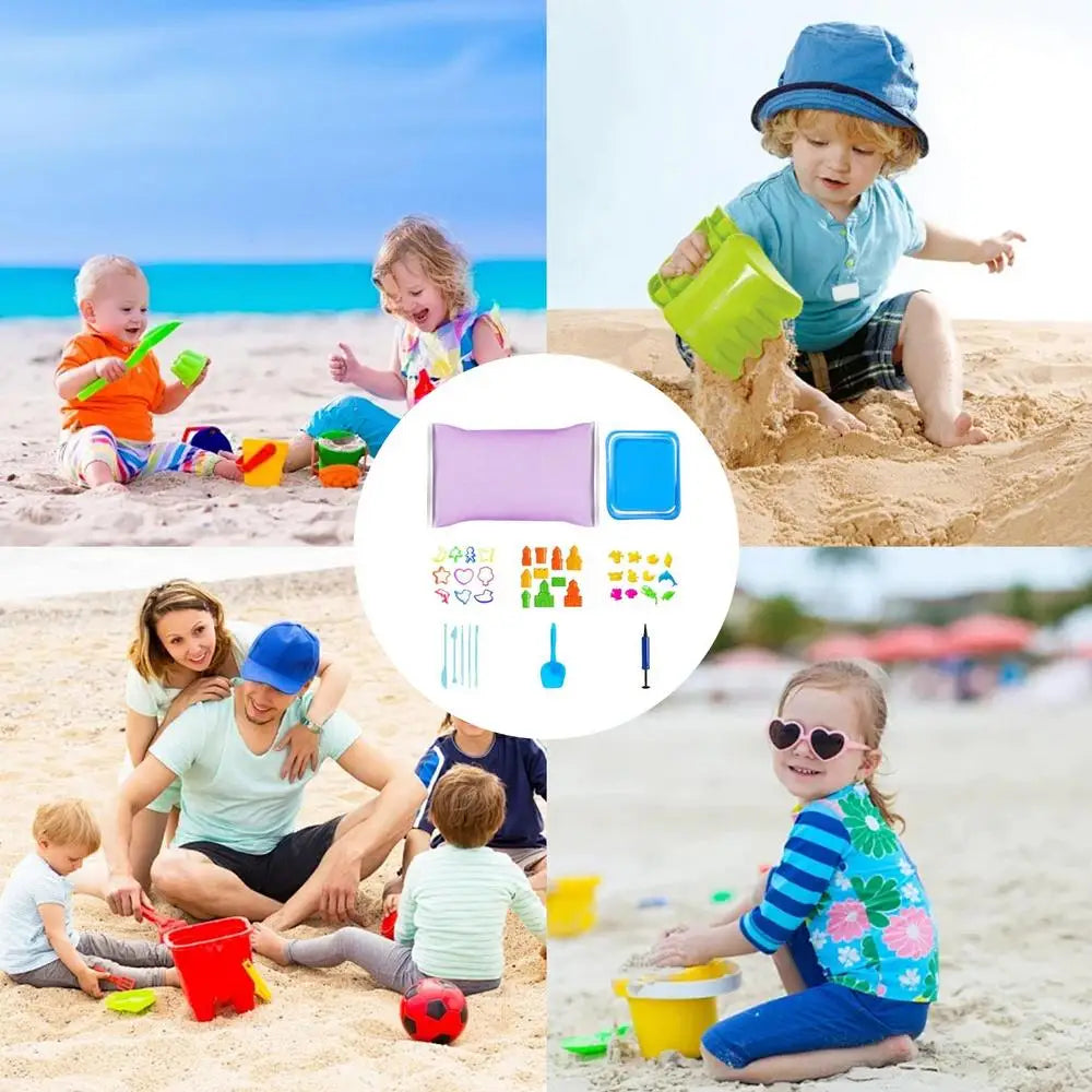 Play Sand Indoor Sand Mold Set Colorful Play Sand Sensory Sand With Inflatable Cushion Base Playful For Boys Girls Toddler-faithfullyfocusd