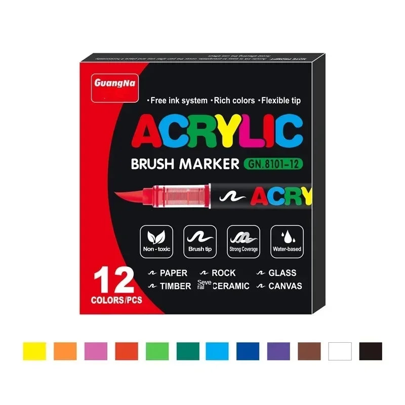 Acrylic Paint Pens Markers Brush Tip Paint Markers for Rock Painting Wood Canvas Stone Christmas Gift DIY Crafts-faithfullyfocusd