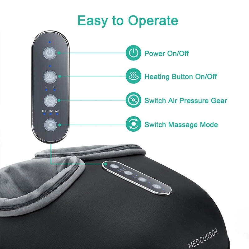 Medcursor Foot Massager Heating Therapy Shiatsu Deep Kneading Roller Muscle Relaxation Pain Relief Electric Foot Massage Machine-faithfullyfocusd