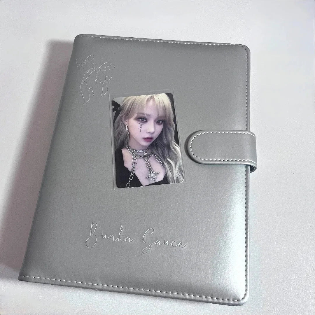 MINKYS PU Leather Silver A5 Kpop Photocards Collect Binder idol Photo Card Book Idol Storage Album Stationery-faithfullyfocusd