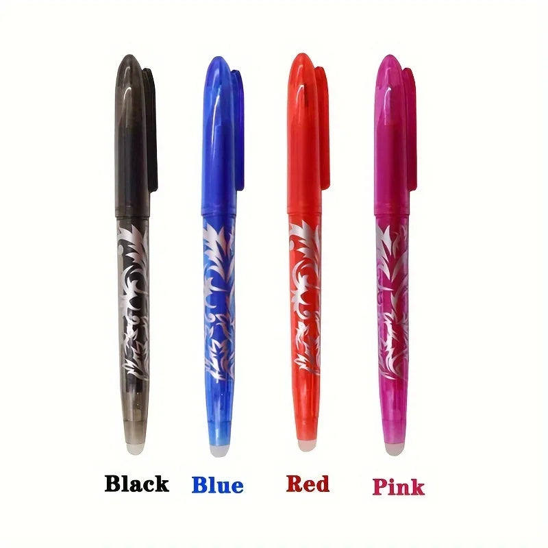 8/4pcs Multi-Color Erasable Gel Pen 0.5mm Tip Painting Writing Drawing School Black Blue Red Pink Orange Green Purple Light Blue-faithfullyfocusd