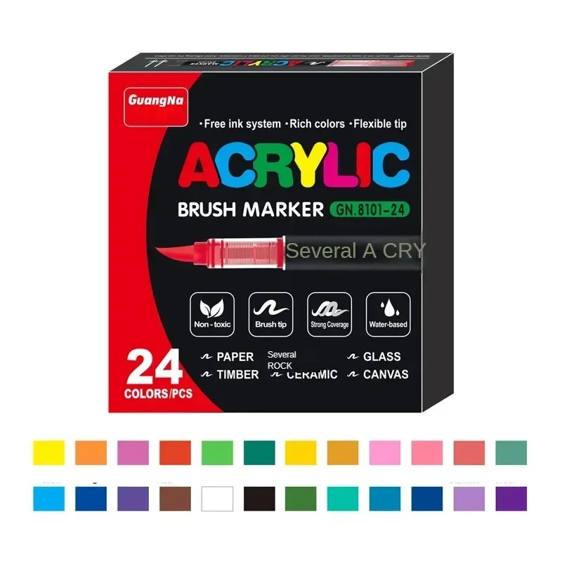 Acrylic Paint Pens Markers Brush Tip Paint Markers for Rock Painting Wood Canvas Stone Christmas Gift DIY Crafts-faithfullyfocusd