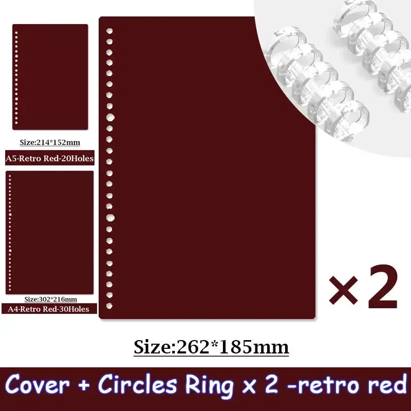 Loose-leaf Book Cover & Ring A4 A5 B5 PP Colorful Binder Spiral Ring Transparent Plastic Stationery Office School Supplies-faithfullyfocusd