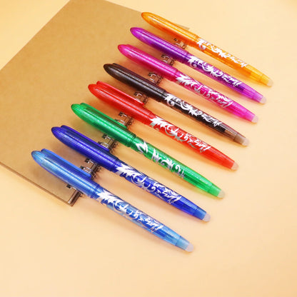 8 Color Erasable Gel Pen 0.5mm Tip Painting Writing Drawing Black Blue Red Pink Orange Green Purple Light Blue Student Drawing-faithfullyfocusd