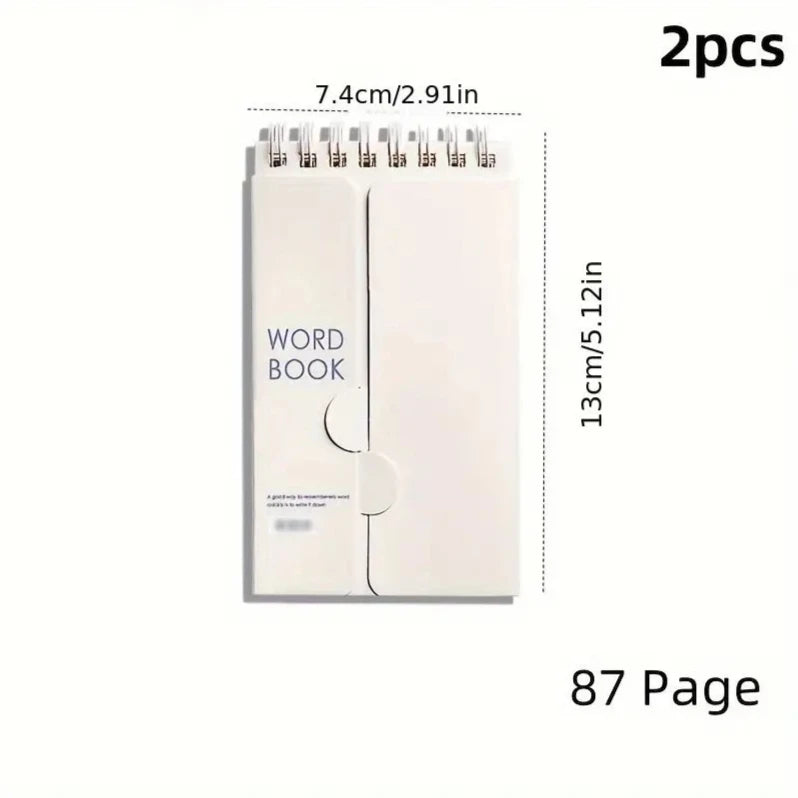 Portable Vocabulary Memory Notepad - Shorthand Spiral Notebook for Planning and Memorization with Cover-Up Feature-faithfullyfocusd