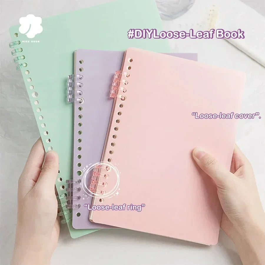 Loose-leaf Book Cover & Ring A4 A5 B5 PP Colorful Binder Spiral Ring Transparent Plastic Stationery Office School Supplies-faithfullyfocusd