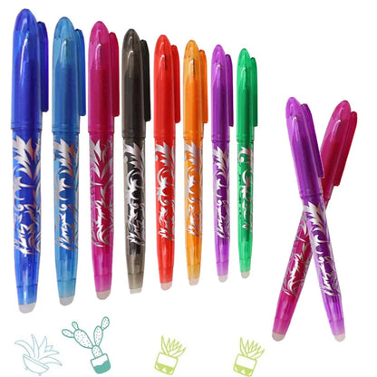 8 Color Erasable Gel Pen 0.5mm Tip Painting Writing Drawing Black Blue Red Pink Orange Green Purple Light Blue Student Drawing-faithfullyfocusd