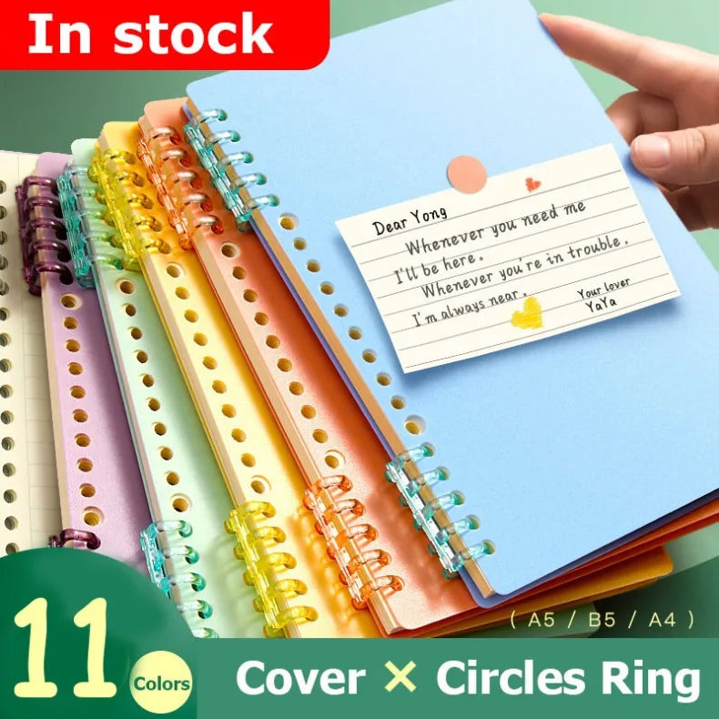 Loose-leaf Book Cover & Ring A4 A5 B5 PP Colorful Binder Spiral Ring Transparent Plastic Stationery Office School Supplies-faithfullyfocusd