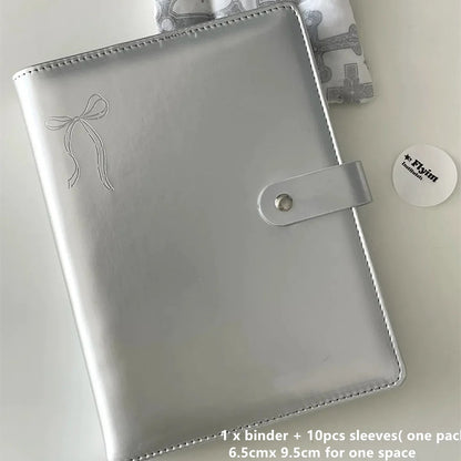 MINKYS PU Leather Silver A5 Kpop Photocards Collect Binder idol Photo Card Book Idol Storage Album Stationery-faithfullyfocusd