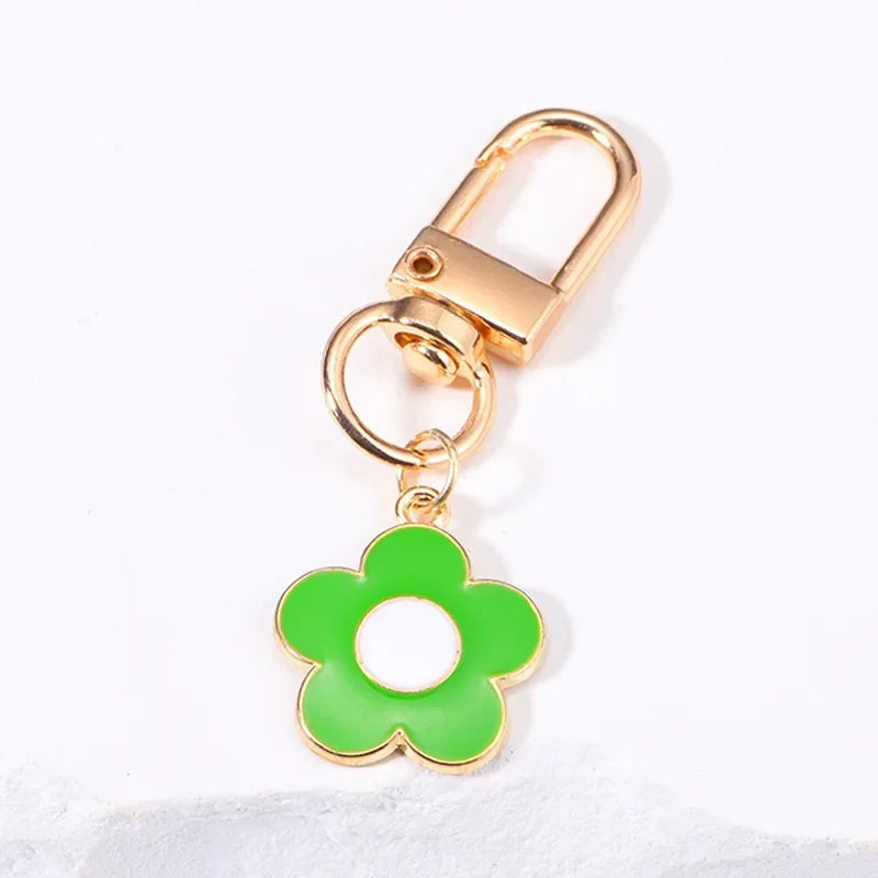 Fashion INS Style Daisy Flower Keychain Pink White Black Enamel Metal Pendant Women Key Bag Accessories Keyring-faithfullyfocusd